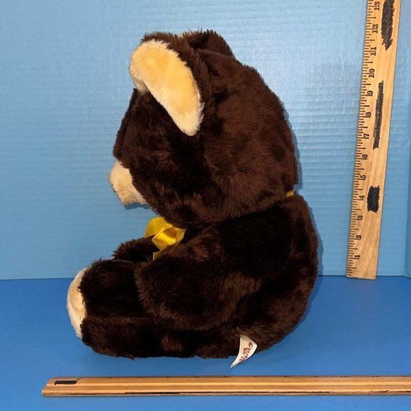 Vintage Cuddle Wit Brown Cream Teddy Bear 15" Plush Stuffed Animal Yellow Ribbon - Picture 8 of 11